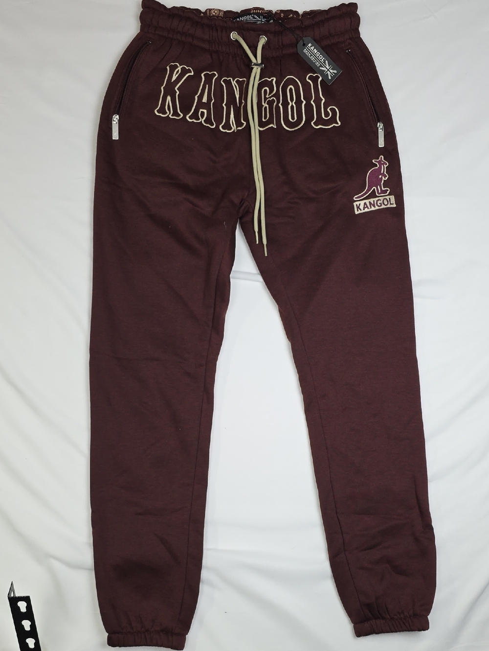 Kangol Maroon Drawstring Logo Joggers Size M